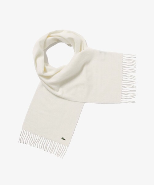 LACOSTE(ラコステ)の「ホワイトカシミヤマフラー(マフラー・メンズ・ブラック/ネイビー/ホワイト/グレー・FREE)」の2枚目の写真