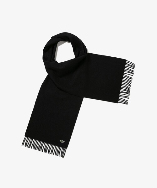 LACOSTE(ラコステ)の「ホワイトカシミヤマフラー(マフラー・メンズ・ブラック/ネイビー/ホワイト/グレー・FREE)」の1枚目の写真