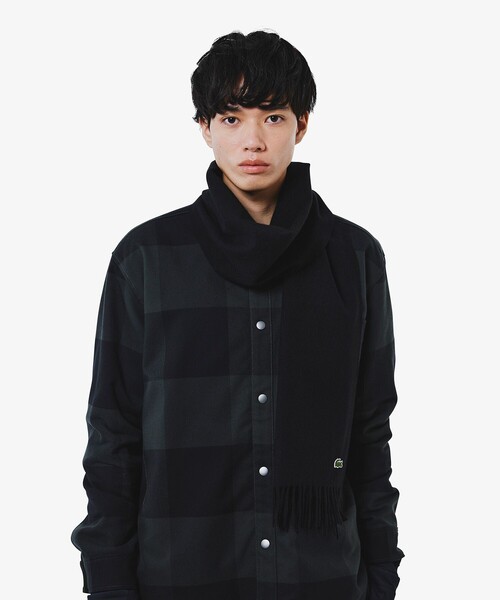 LACOSTE(ラコステ)の「ホワイトカシミヤマフラー(マフラー・メンズ・ブラック/ネイビー/ホワイト/グレー・FREE)」の7枚目の写真