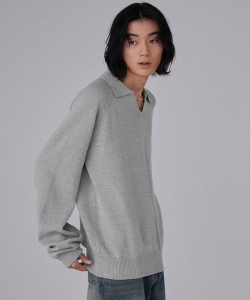 LUENNA（ルエナ）の「【LUENNA】Skipper Knit Polo Shirt / スキッパーニットポロシャツ（ニット/セーター・メンズ・チャコールグレー/ライトグレー・S/M/L）」の20枚目の写真