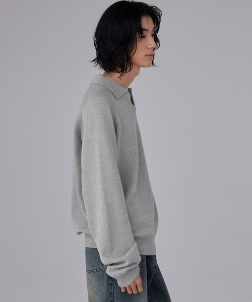LUENNA（ルエナ）の「【LUENNA】Skipper Knit Polo Shirt / スキッパーニットポロシャツ（ニット/セーター・メンズ・チャコールグレー/ライトグレー・S/M/L）」の21枚目の写真