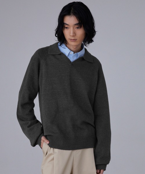LUENNA】Skipper Knit Polo Shirt / スキッパーニットポロシャツ