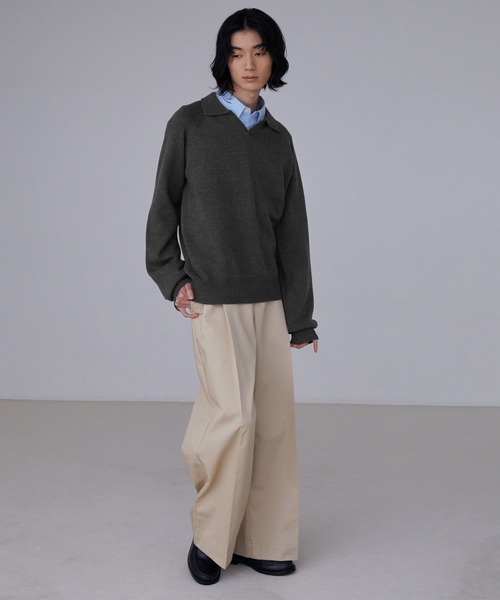 LUENNA（ルエナ）の「【LUENNA】Skipper Knit Polo Shirt / スキッパーニットポロシャツ（ニット/セーター・メンズ・チャコールグレー/ライトグレー・S/M/L）」の11枚目の写真