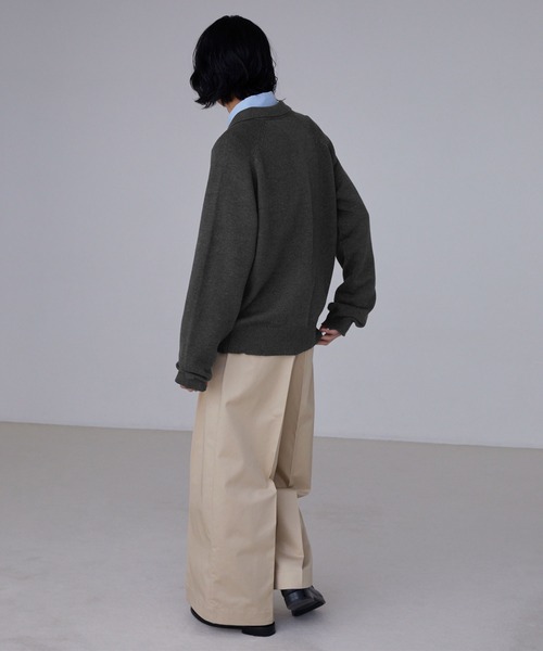 LUENNA（ルエナ）の「【LUENNA】Skipper Knit Polo Shirt / スキッパーニットポロシャツ（ニット/セーター・メンズ・チャコールグレー/ライトグレー・S/M/L）」の12枚目の写真