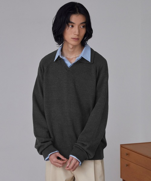 LUENNA】Skipper Knit Polo Shirt / スキッパーニットポロシャツ
