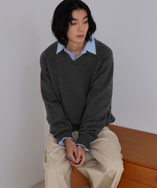 LUENNA】Skipper Knit Polo Shirt / スキッパーニットポロシャツ