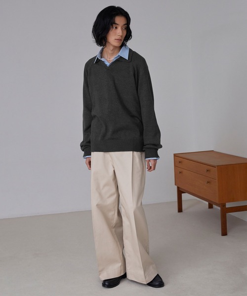 LUENNA（ルエナ）の「【LUENNA】Skipper Knit Polo Shirt / スキッパーニットポロシャツ（ニット/セーター・メンズ・チャコールグレー/ライトグレー・S/M/L）」の18枚目の写真