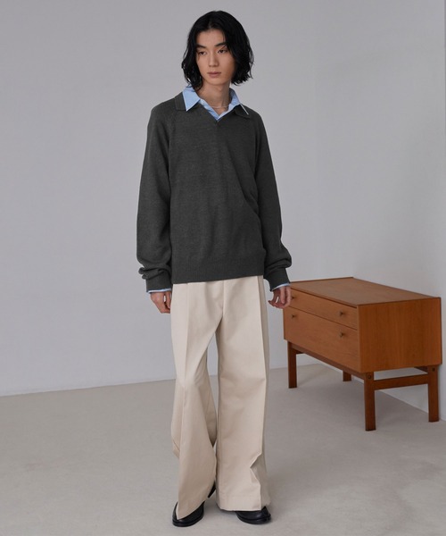 LUENNA（ルエナ）の「【LUENNA】Skipper Knit Polo Shirt / スキッパーニットポロシャツ（ニット/セーター・メンズ・チャコールグレー/ライトグレー・S/M/L）」の19枚目の写真