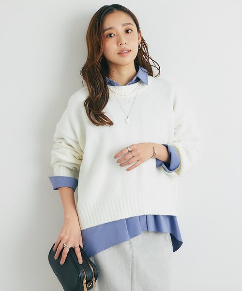 un dix cors（アンディコール）の「ヤクライククルーネックニット（ニット/セーター・レディース・ブラック/グレー/グリーン/パープル/ピンク/ホワイト・FREE）」の2枚目の写真