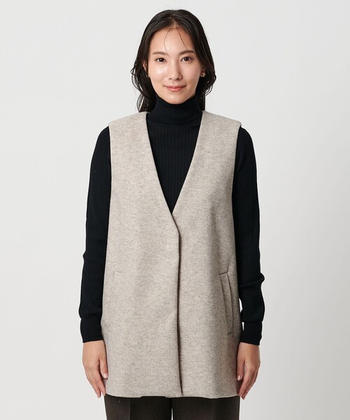 A DAY IN THE LIFE UNITED ARROWS(アデイインザライフユナイテッドアローズ)の「ニットメルトン ミドルジレ <A DAY IN THE LIFE>(ベスト・レディース・ブラック/ダークグレー/ベージュ/ライトグレー・FREE)」の6枚目の写真