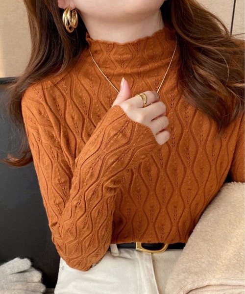 M2SUQARED(エムツースクエア)の「【M2SUQARED/エムツースクエア】柄ハイネックトップス(Tシャツ/カットソー・レディース・アイボリー/ブラック/グレー/ベージュ/オレンジ/ホワイト/ブラウン・FREE)」の15枚目の写真