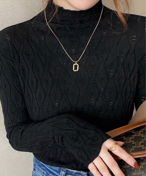 M2SUQARED(エムツースクエア)の「【M2SUQARED/エムツースクエア】柄ハイネックトップス(Tシャツ/カットソー・レディース・アイボリー/ブラック/グレー/ベージュ/オレンジ/ホワイト/ブラウン・FREE)」の18枚目の写真