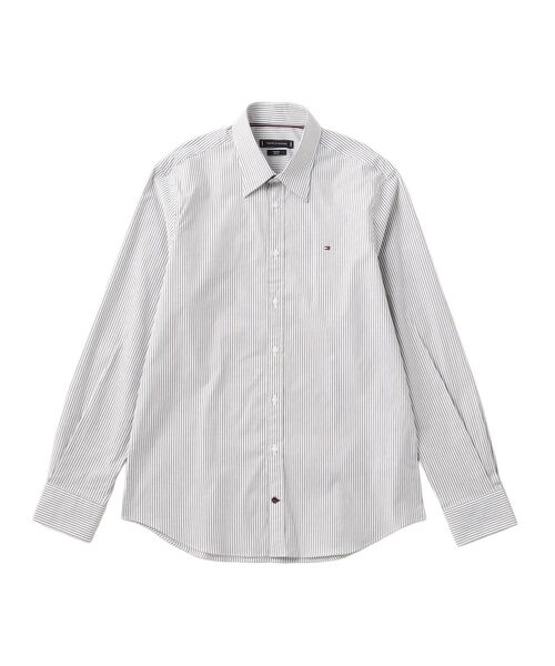 TOMMY HILFIGER(トミーヒルフィガー)の「ストレッチポプリンストライプシャツ(シャツ/ブラウス・メンズ・グリーン/ネイビー・40inch/38inch)」の1枚目の写真
