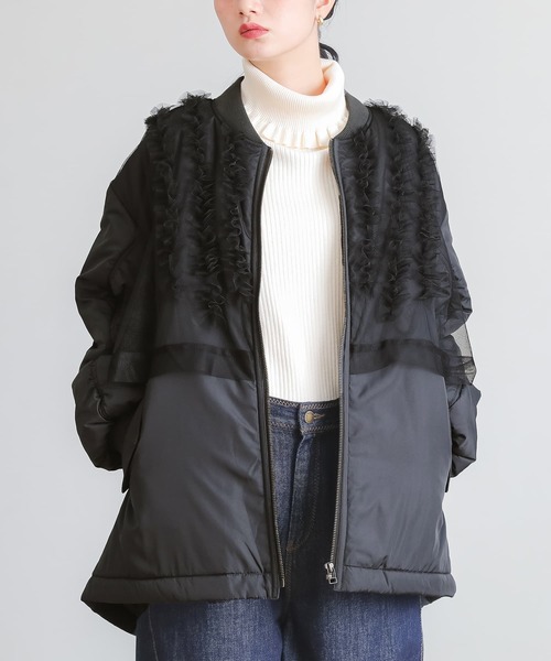 セール】『チュールフリルMA-1中綿ブルゾン』（MA-1）｜somari