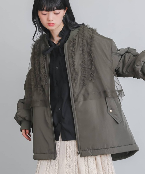 セール】『チュールフリルMA-1中綿ブルゾン』（MA-1）｜somari