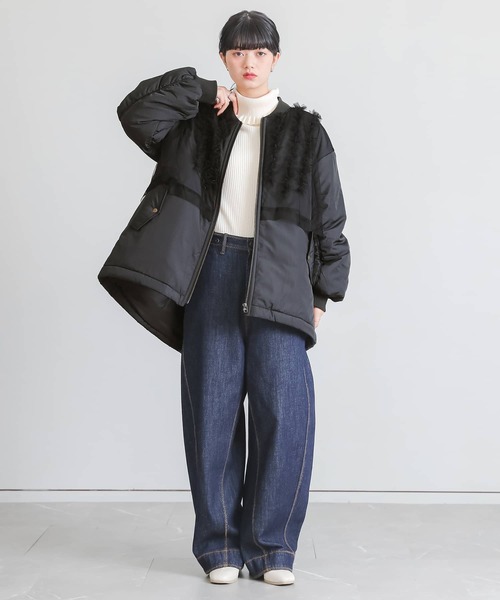 セール】『チュールフリルMA-1中綿ブルゾン』（MA-1）｜somari