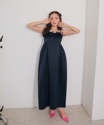 【ANDRESD】ribbons puffy volume dress セレモニー 結婚式 二次会 同窓会 成人式 入学式 卒業式 お呼ばれ パーティードレス オケージョンドレス