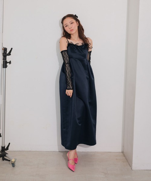 DONOBAN(ドノバン)の「【ANDRESD】ribbons puffy volume dress セレモニー 結婚式 二次会 同窓会 成人式 入学式 卒業式 お呼ばれ パーティードレス オケージョンドレス(ドレス・レディース・ブラック/ネイビー・S/M/L)」の8枚目の写真