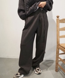 Reurie' | ベルトスラックス(chihiro select) / ロング丈 ワイドパンツ センタープレス きれいめ シンプル 大人カジュアル オフィスカジュアル ノームコア(スラックス)