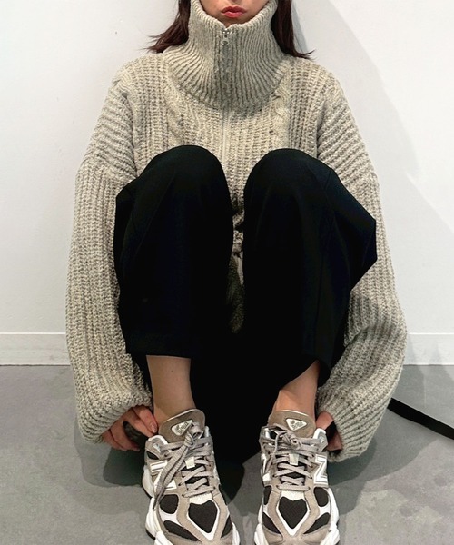 Reurie'（レウリィ）の「ベルトスラックス(chihiro select) / ロング丈 ワイドパンツ センタープレス きれいめ シンプル 大人カジュアル オフィスカジュアル ノームコア（スラックス・レディース・グレー/ブラック・MEDIUM/SMALL）」の5枚目の写真