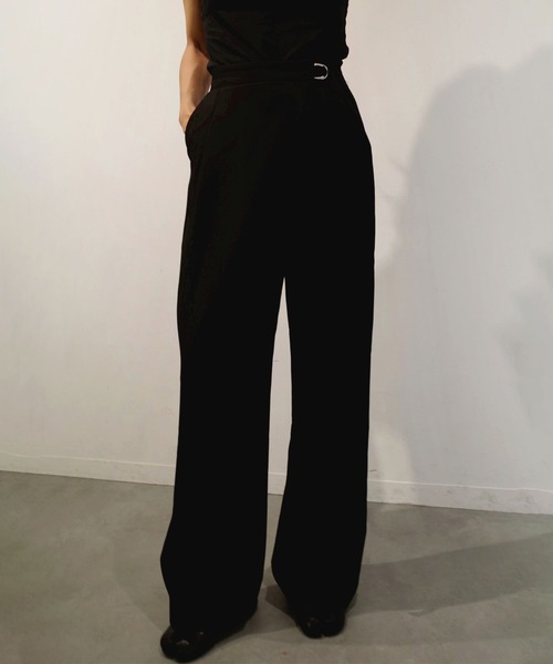 Reurie'（レウリィ）の「ベルトスラックス(chihiro select) / ロング丈 ワイドパンツ センタープレス きれいめ シンプル 大人カジュアル オフィスカジュアル ノームコア（スラックス・レディース・グレー/ブラック・MEDIUM/SMALL）」の15枚目の写真