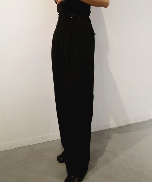 Reurie'（レウリィ）の「ベルトスラックス(chihiro select) / ロング丈 ワイドパンツ センタープレス きれいめ シンプル 大人カジュアル オフィスカジュアル ノームコア（スラックス・レディース・グレー/ブラック・MEDIUM/SMALL）」の16枚目の写真