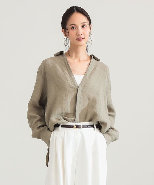 Demi-Luxe BEAMS(デミルクス ビームス)の「【手洗い可】:colon / リネンシャツ(シャツ/ブラウス・レディース・ベージュ/ホワイト/ブラック・ONE SIZE)」の1枚目の写真