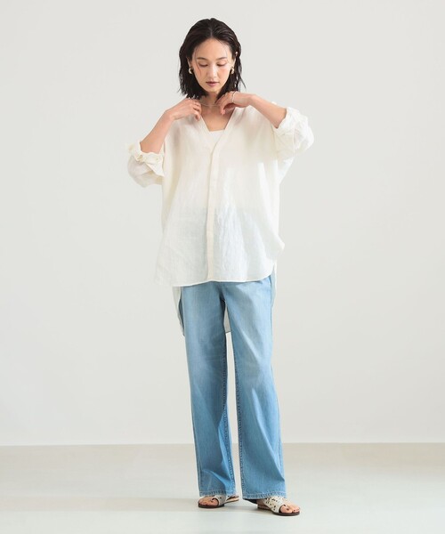 Demi-Luxe BEAMS(デミルクス ビームス)の「【手洗い可】:colon / リネンシャツ(シャツ/ブラウス・レディース・ベージュ/ホワイト/ブラック・ONE SIZE)」の4枚目の写真