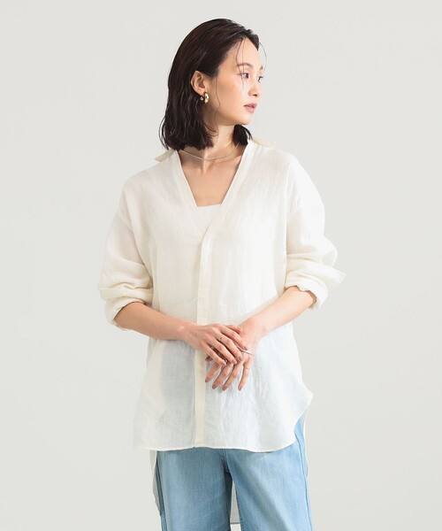 Demi-Luxe BEAMS(デミルクス ビームス)の「【手洗い可】:colon / リネンシャツ(シャツ/ブラウス・レディース・ベージュ/ホワイト/ブラック・ONE SIZE)」の6枚目の写真