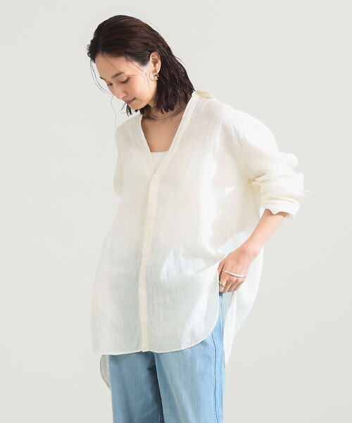 Demi-Luxe BEAMS(デミルクス ビームス)の「【手洗い可】:colon / リネンシャツ(シャツ/ブラウス・レディース・ベージュ/ホワイト/ブラック・ONE SIZE)」の7枚目の写真