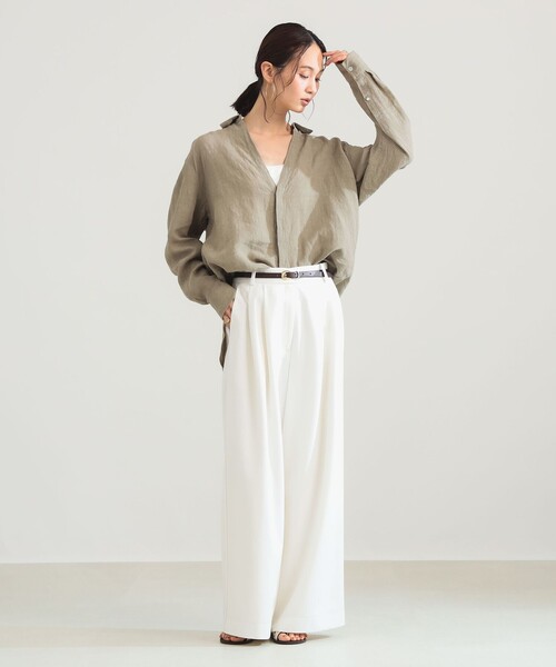 Demi-Luxe BEAMS(デミルクス ビームス)の「【手洗い可】:colon / リネンシャツ(シャツ/ブラウス・レディース・ベージュ/ホワイト/ブラック・ONE SIZE)」の14枚目の写真