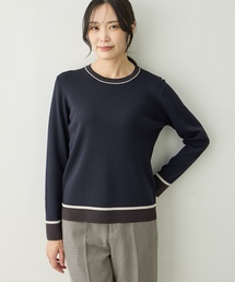 配色ニットプルオーバー【洗える・毛玉ができにくい】