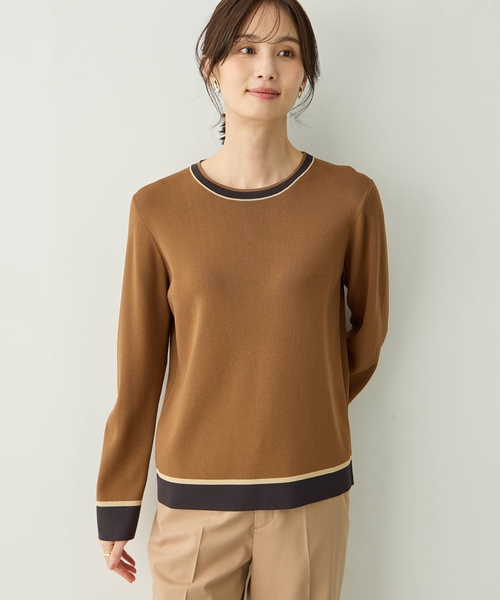 A/C DESIGN BY ALPHA CUBIC(エーシーデザインバイアルファキュービック)の「配色ニットプルオーバー【洗える・毛玉ができにくい】(ニット/セーター・レディース・ネイビー/モカ/レッド・M/L)」の8枚目の写真