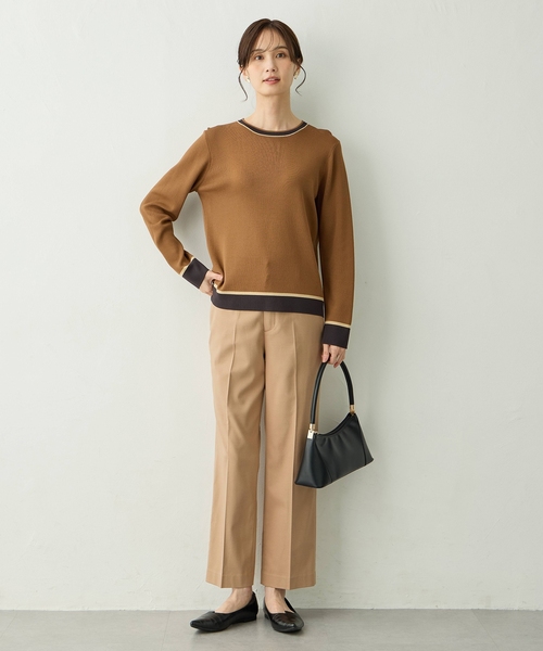 A/C DESIGN BY ALPHA CUBIC(エーシーデザインバイアルファキュービック)の「配色ニットプルオーバー【洗える・毛玉ができにくい】(ニット/セーター・レディース・ネイビー/モカ/レッド・M/L)」の9枚目の写真