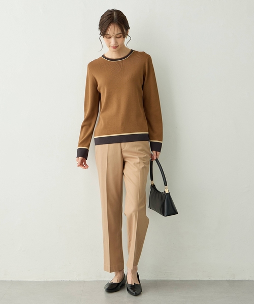 A/C DESIGN BY ALPHA CUBIC(エーシーデザインバイアルファキュービック)の「配色ニットプルオーバー【洗える・毛玉ができにくい】(ニット/セーター・レディース・ネイビー/モカ/レッド・M/L)」の10枚目の写真