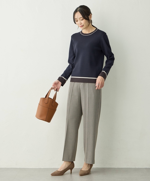 A/C DESIGN BY ALPHA CUBIC(エーシーデザインバイアルファキュービック)の「配色ニットプルオーバー【洗える・毛玉ができにくい】(ニット/セーター・レディース・ネイビー/モカ/レッド・M/L)」の12枚目の写真