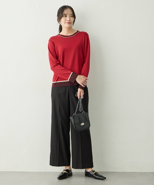 A/C DESIGN BY ALPHA CUBIC(エーシーデザインバイアルファキュービック)の「配色ニットプルオーバー【洗える・毛玉ができにくい】(ニット/セーター・レディース・ネイビー/モカ/レッド・M/L)」の13枚目の写真