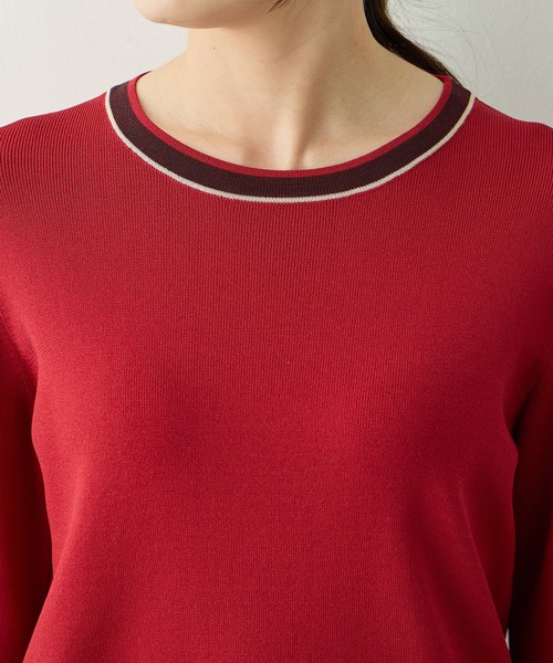 A/C DESIGN BY ALPHA CUBIC(エーシーデザインバイアルファキュービック)の「配色ニットプルオーバー【洗える・毛玉ができにくい】(ニット/セーター・レディース・ネイビー/モカ/レッド・M/L)」の15枚目の写真