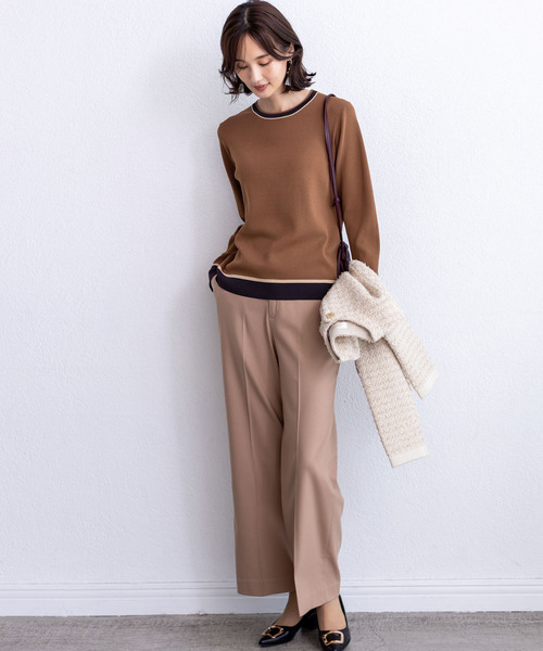 A/C DESIGN BY ALPHA CUBIC(エーシーデザインバイアルファキュービック)の「配色ニットプルオーバー【洗える・毛玉ができにくい】(ニット/セーター・レディース・ネイビー/モカ/レッド・M/L)」の18枚目の写真