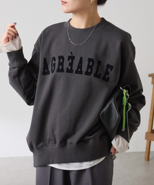 COLLAGE GALLARDAGALANTE（コラージュガリャルダガランテ）の「バックファスナーロゴスウェット（スウェット・レディース・オフホワイト/チャコールグレー・FREE）」の2枚目の写真