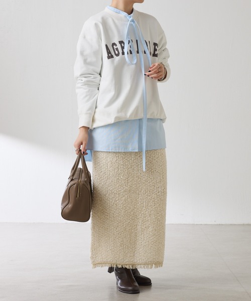 COLLAGE GALLARDAGALANTE（コラージュガリャルダガランテ）の「バックファスナーロゴスウェット（スウェット・レディース・オフホワイト/チャコールグレー・FREE）」の11枚目の写真