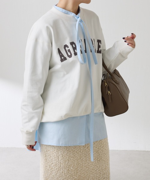 COLLAGE GALLARDAGALANTE（コラージュガリャルダガランテ）の「バックファスナーロゴスウェット（スウェット・レディース・オフホワイト/チャコールグレー・FREE）」の8枚目の写真