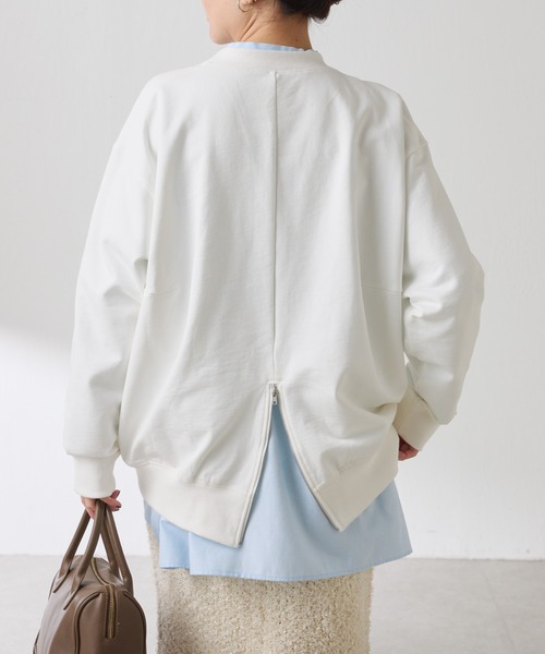 COLLAGE GALLARDAGALANTE（コラージュガリャルダガランテ）の「バックファスナーロゴスウェット（スウェット・レディース・オフホワイト/チャコールグレー・FREE）」の7枚目の写真