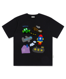 ESCAPEFROM（エスケープフロム）の「ドローイングトゥゴープリントオーバーサイズ半袖Tシャツブラック（Tシャツ/カットソー）」