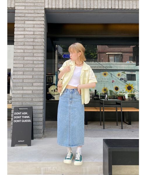 MUSINSA STANDARD WOMAN(ムシンサスタンダードウーマン)の「レディースデニムミディスカート【ライトインディゴ】(スカート・レディース・その他・SMALL/MEDIUM/LARGE/X-SMALL)」の12枚目の写真