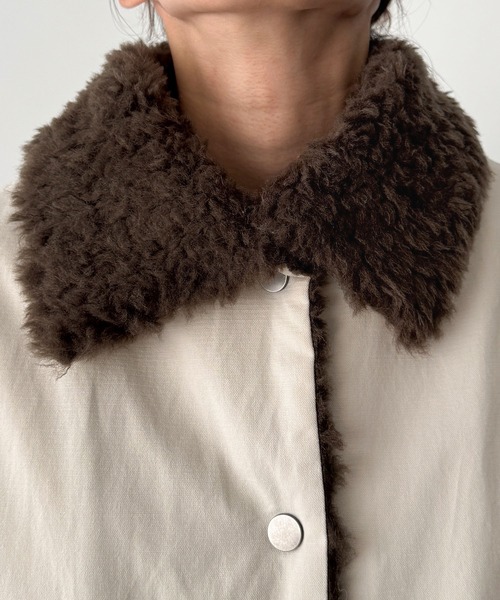 CANAL JEAN(キャナルジーン)の「diggity 襟ボアハーフダウンコート(ダウンジャケット/コート・レディース・ブラック/オフホワイト・ONE SIZE)」の12枚目の写真