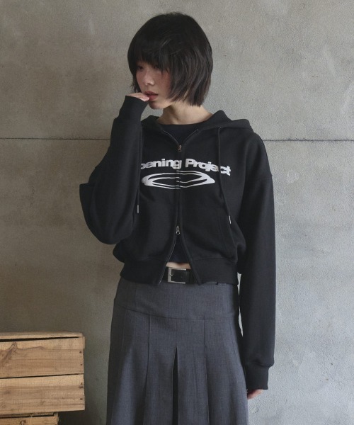 Opening Project(オープニングプロジェクト)の「w Identity Hoodie Zip-up / ダブルアイデンティティ ダブルジップフーディー(パーカー・レディース・ブラック/オートミール・S/M)」の10枚目の写真