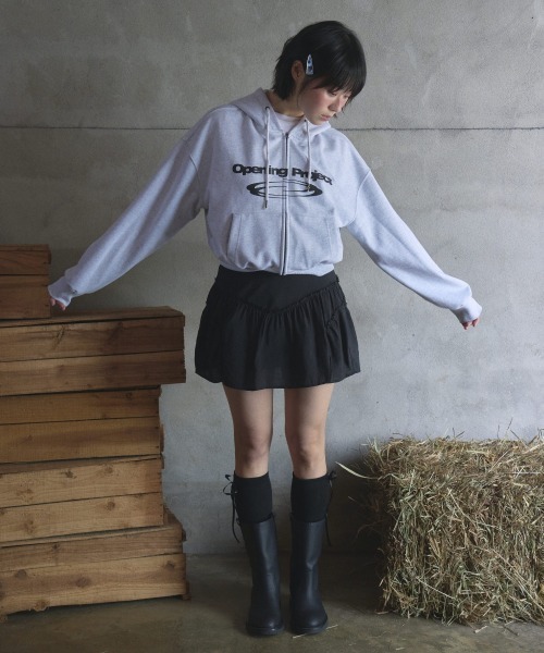 Opening Project(オープニングプロジェクト)の「w Identity Hoodie Zip-up / ダブルアイデンティティ ダブルジップフーディー(パーカー・レディース・ブラック/オートミール・S/M)」の14枚目の写真