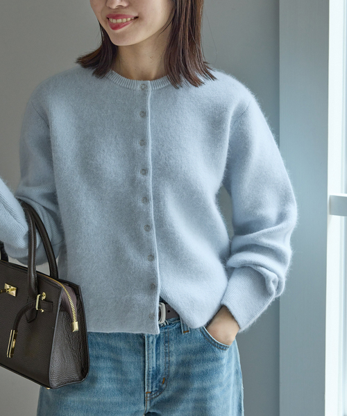 SLOBE IENA（スローブイエナ）の「《追加》ウォッシャブルファーリーダブルフェイスカーディガン（カーディガン/ボレロ・レディース・サックスブルー/アイボリー/ネイビー・FREE）」の3枚目の写真