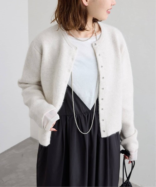 SLOBE IENA（スローブイエナ）の「《追加》ウォッシャブルファーリーダブルフェイスカーディガン（カーディガン/ボレロ・レディース・サックスブルー/アイボリー/ネイビー・FREE）」の7枚目の写真